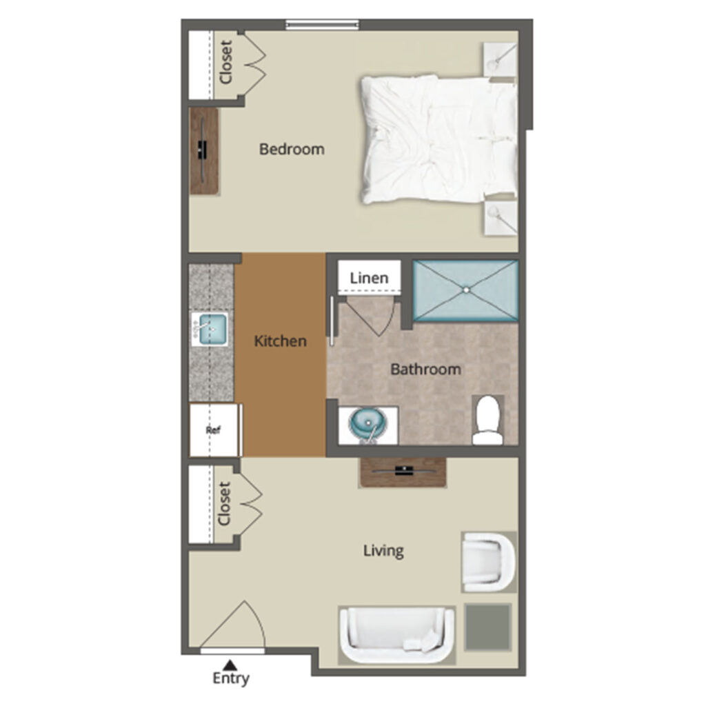 Augustine assisted living one-bedroom floor plan